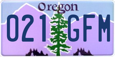 OR license plate 021GFM