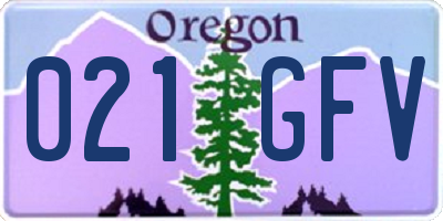 OR license plate 021GFV