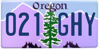 OR license plate 021GHY