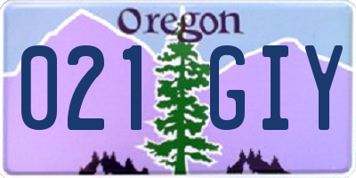 OR license plate 021GIY