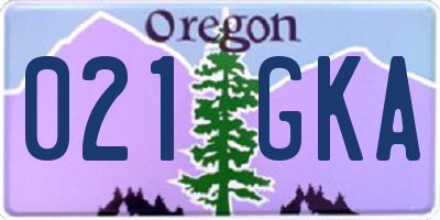 OR license plate 021GKA