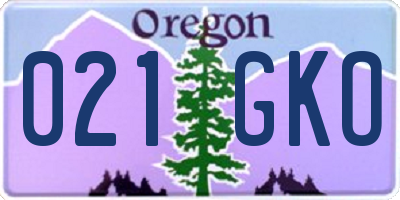 OR license plate 021GKO