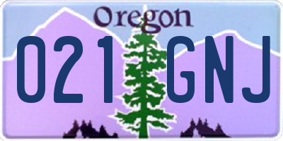 OR license plate 021GNJ