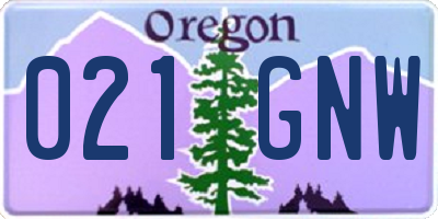 OR license plate 021GNW