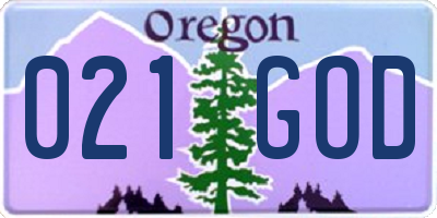 OR license plate 021GOD