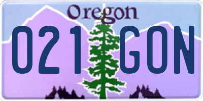 OR license plate 021GON