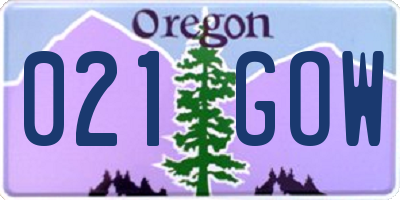OR license plate 021GOW