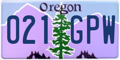 OR license plate 021GPW
