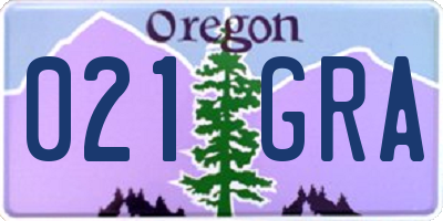 OR license plate 021GRA