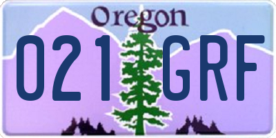 OR license plate 021GRF