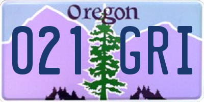 OR license plate 021GRI