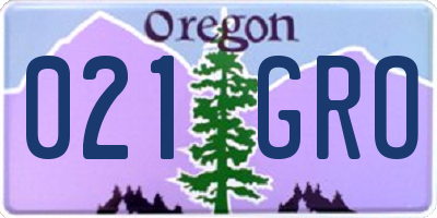 OR license plate 021GRO