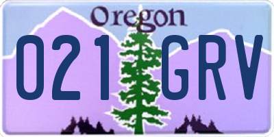 OR license plate 021GRV