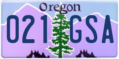 OR license plate 021GSA