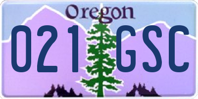 OR license plate 021GSC