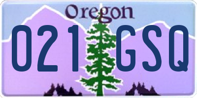 OR license plate 021GSQ