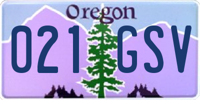 OR license plate 021GSV