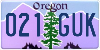 OR license plate 021GUK