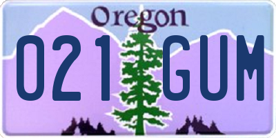 OR license plate 021GUM