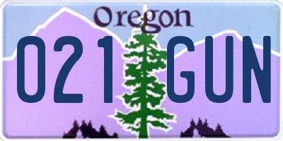 OR license plate 021GUN