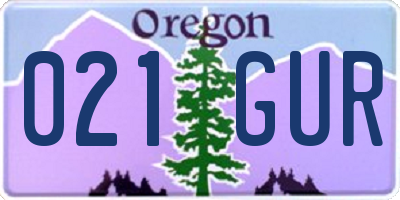 OR license plate 021GUR