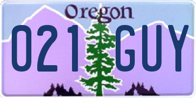 OR license plate 021GUY