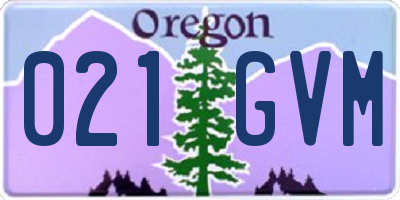 OR license plate 021GVM