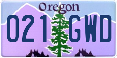 OR license plate 021GWD