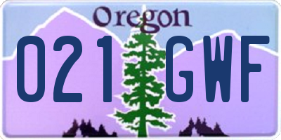 OR license plate 021GWF