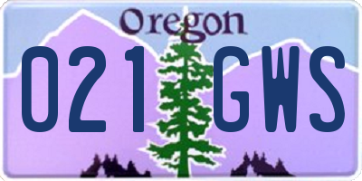 OR license plate 021GWS