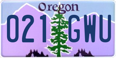 OR license plate 021GWU