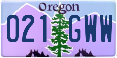 OR license plate 021GWW