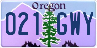 OR license plate 021GWY