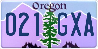OR license plate 021GXA