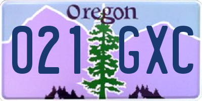 OR license plate 021GXC