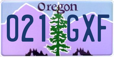 OR license plate 021GXF