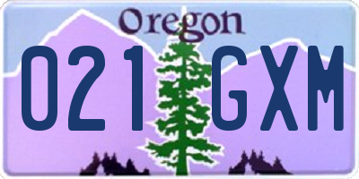 OR license plate 021GXM