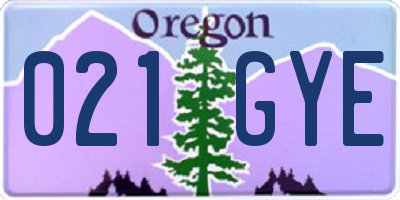 OR license plate 021GYE