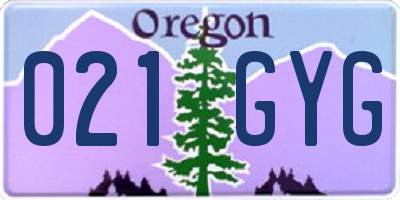 OR license plate 021GYG