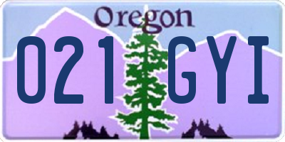 OR license plate 021GYI