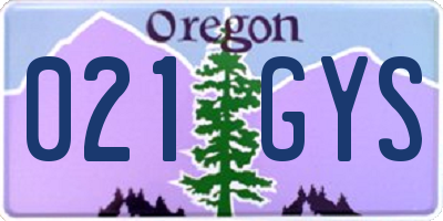 OR license plate 021GYS