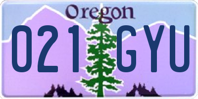 OR license plate 021GYU