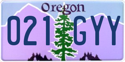 OR license plate 021GYY
