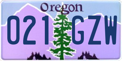 OR license plate 021GZW