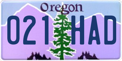 OR license plate 021HAD
