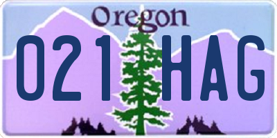 OR license plate 021HAG