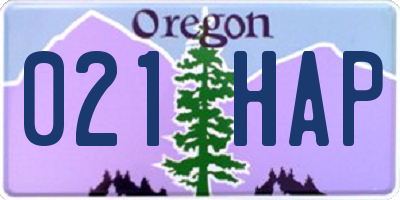 OR license plate 021HAP