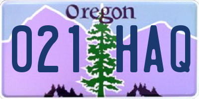 OR license plate 021HAQ