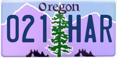 OR license plate 021HAR