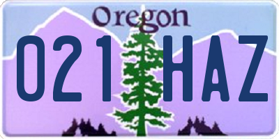 OR license plate 021HAZ